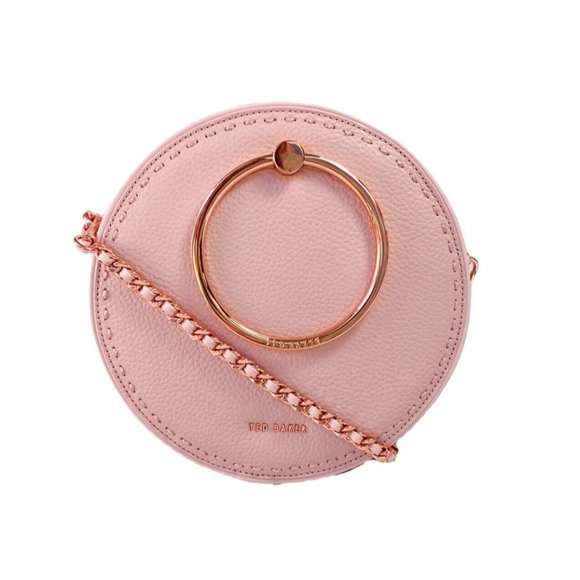 Ted Baker Maddie Stab Stitch Circle Leather Womens Light Pink Crossbody Bag NWT - Picture 4 of 11